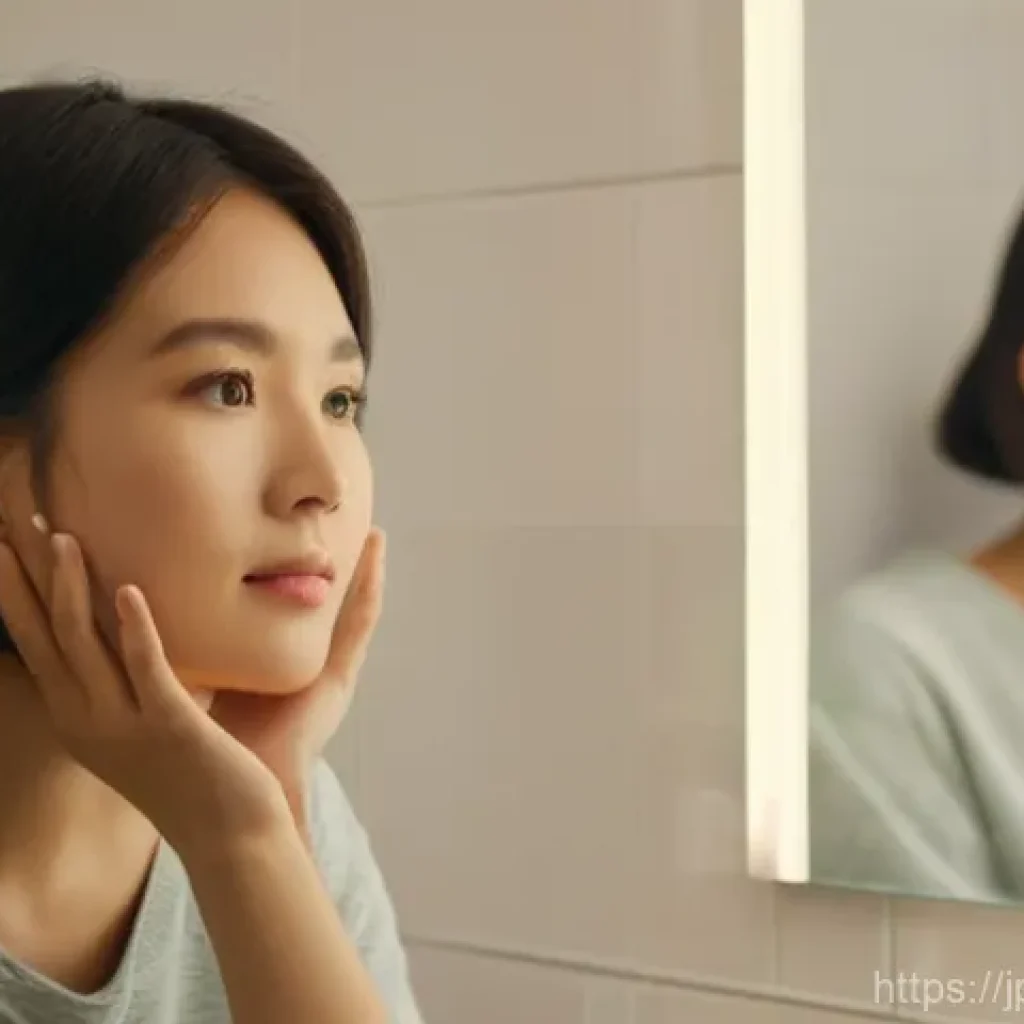 한방병원에서의 안면비대칭 교정 - **Prompt 1: Self-Reflection on Asymmetry**
"A young East Asian woman, in her late 20s, with a th...