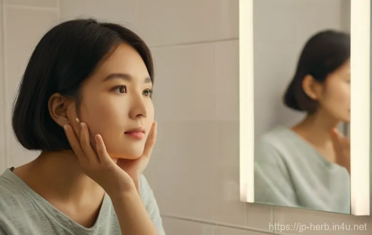 한방병원에서의 안면비대칭 교정 - **Prompt 1: Self-Reflection on Asymmetry**
    "A young East Asian woman, in her late 20s, with a th...