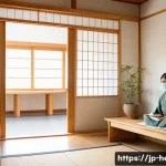 한방병원 진료 절차 - A serene and modern Kampo (traditional Japanese herbal medicine) clinic waiting room designed with n...