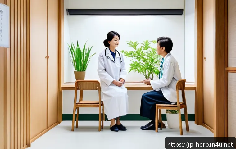한방병원 다이어트 약물 비용 - A modern Japanese Kampo clinic interior scene, showing a calm consultation room with soft natural li...
